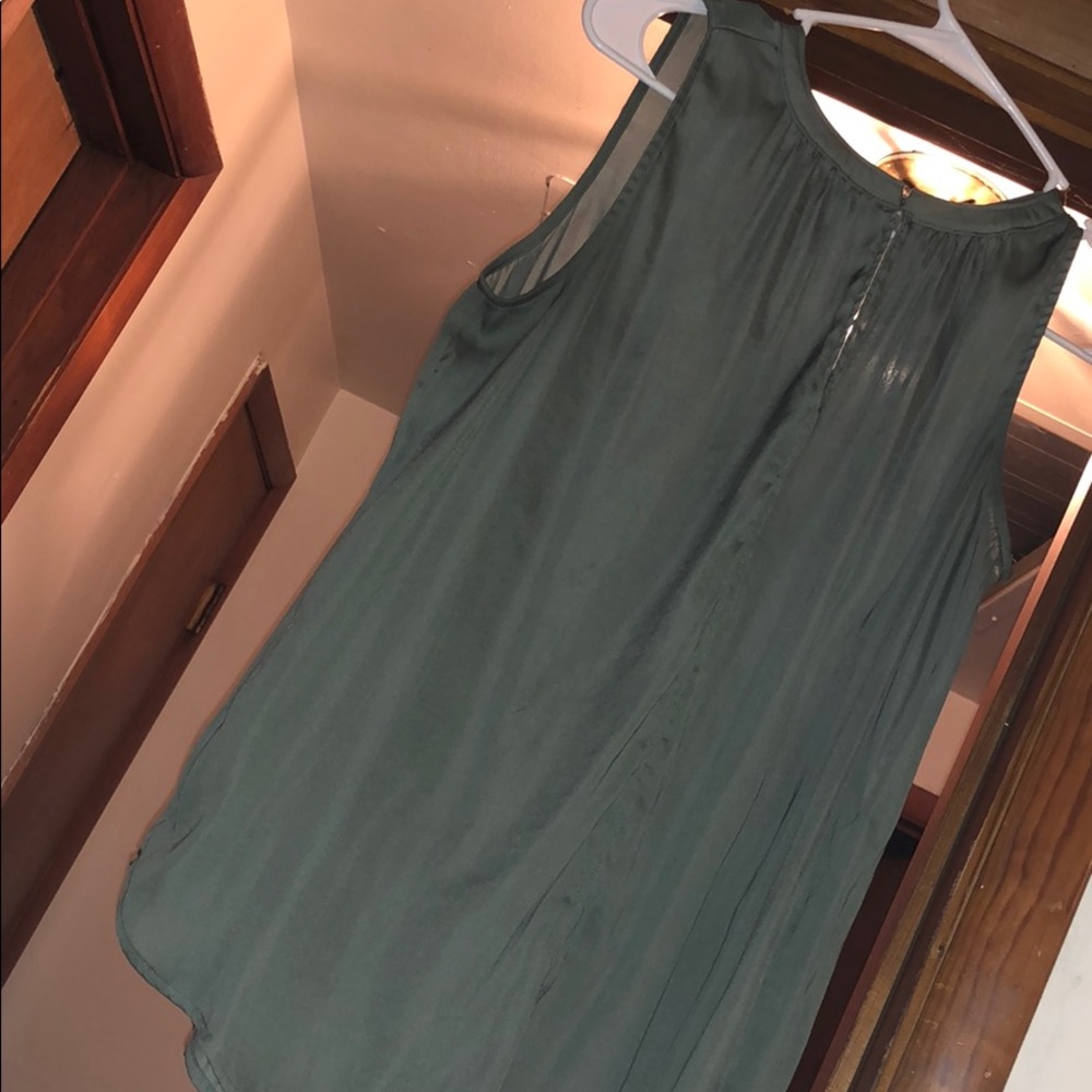Olive green silky Loft M Petite Blouse